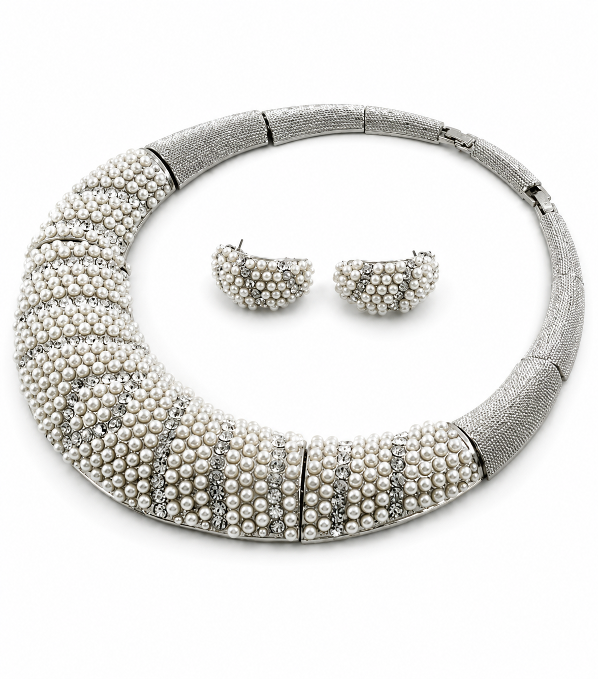 KRISTALL-PERLEN-SCHMUCKSET „PRINZESSIN“ MIT HALSKETTE UND OHRRINGEN