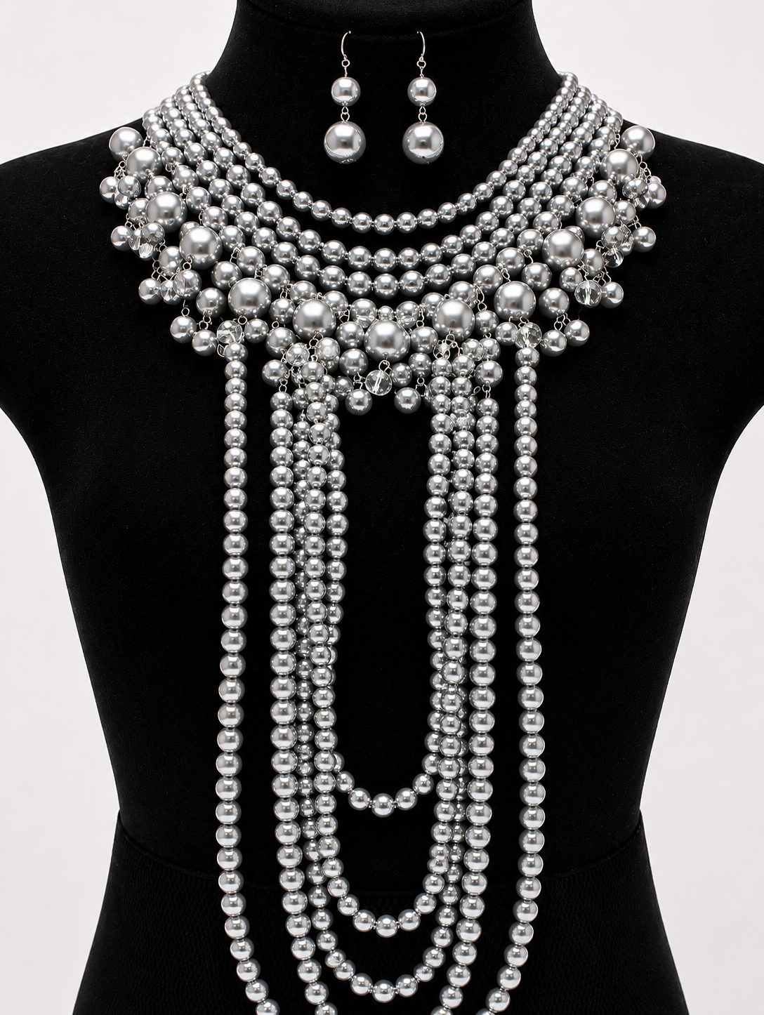 'Rihanna' Kristall-Perlenkette und Ohrring-Set