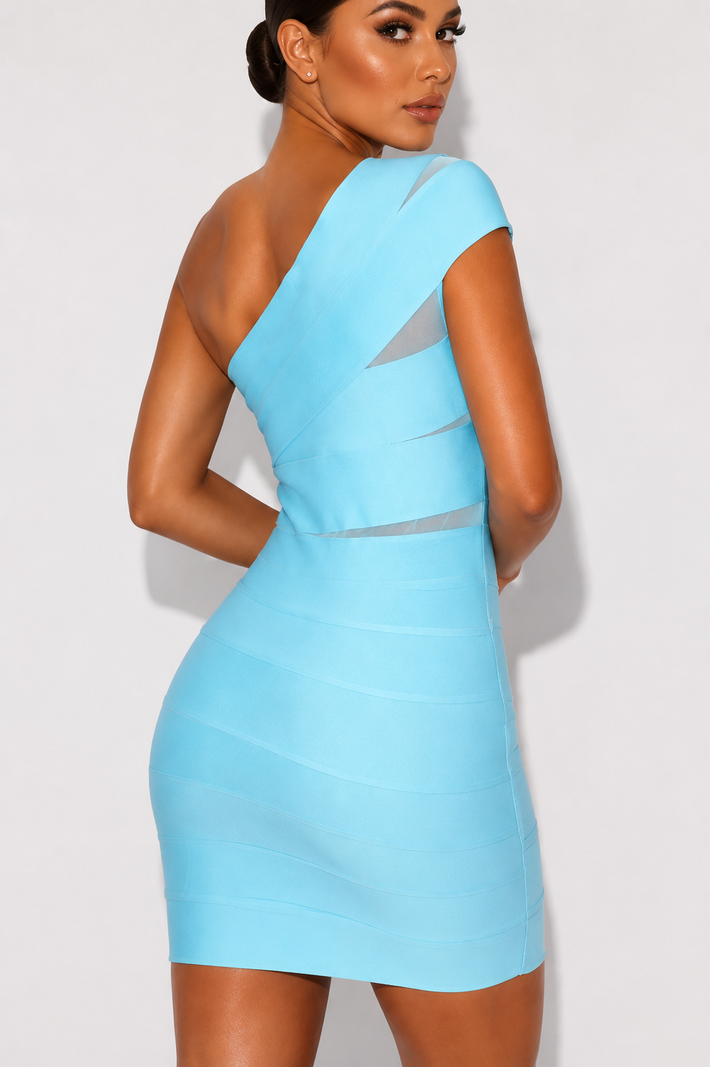 One-Shoulder-Kleid mit Mesh-Bandagen