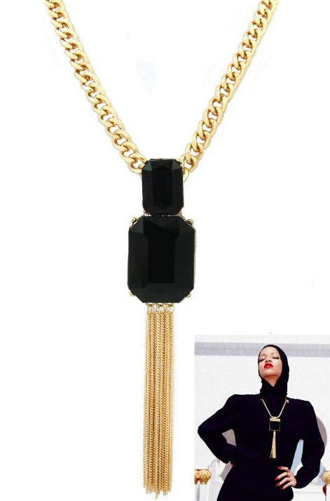 Tassel chain necklace by House of Zalex featuring elegant statement jewelry design