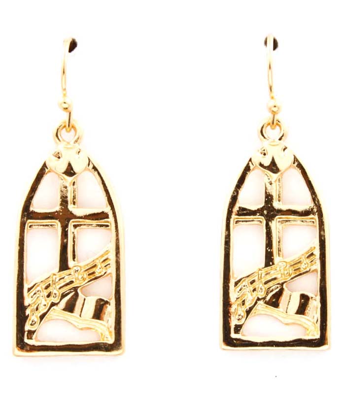 'Chapel' Fish Hook Cross Earrings