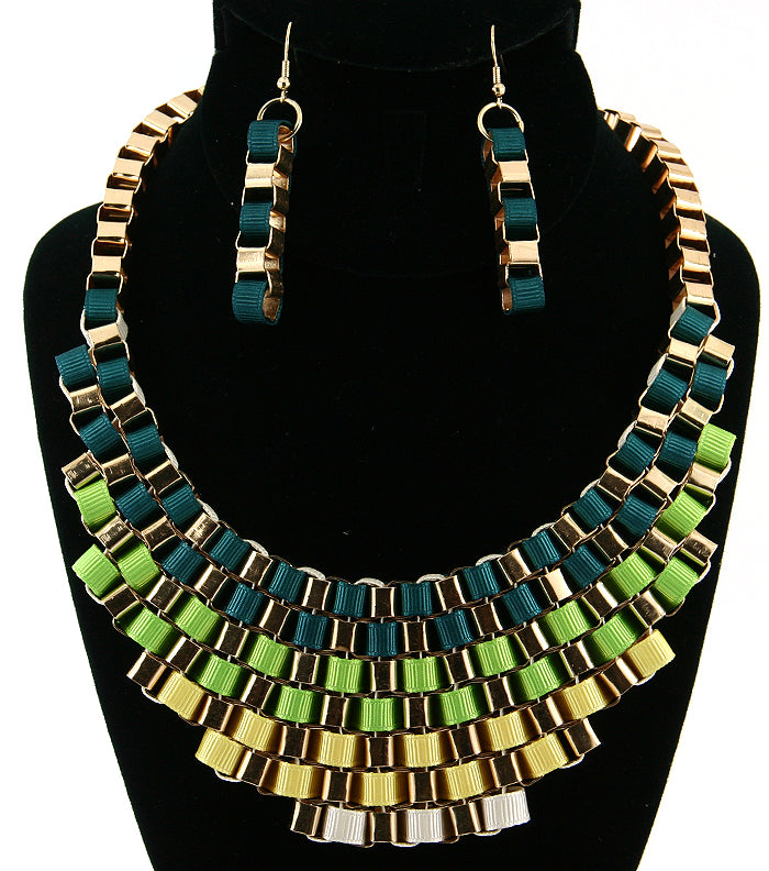 'Cleopatra' Necklace and Earring Set - Black