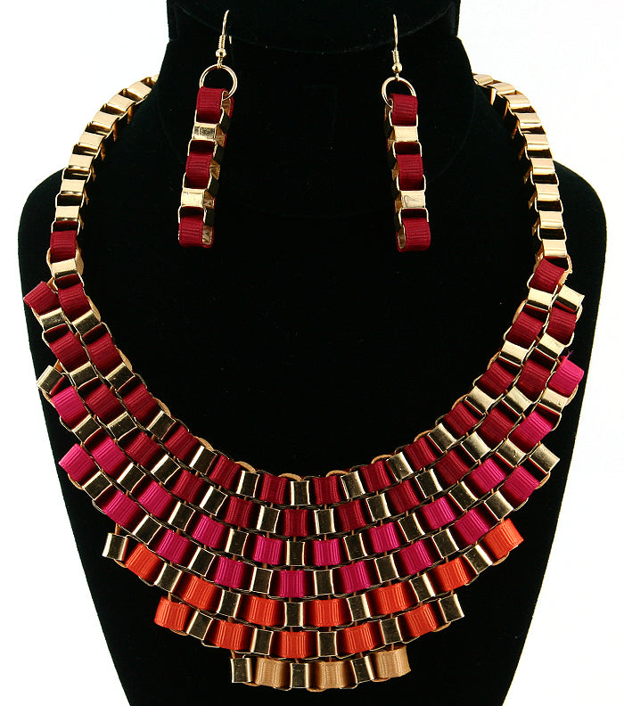 'Cleopatra' Necklace and Earring Set - Black