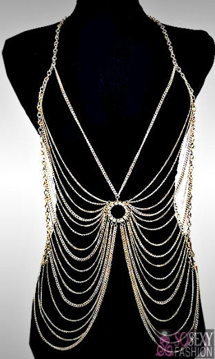 'Miley' Kristall-Nieten-Körperschmuck mit mehreren Lagen