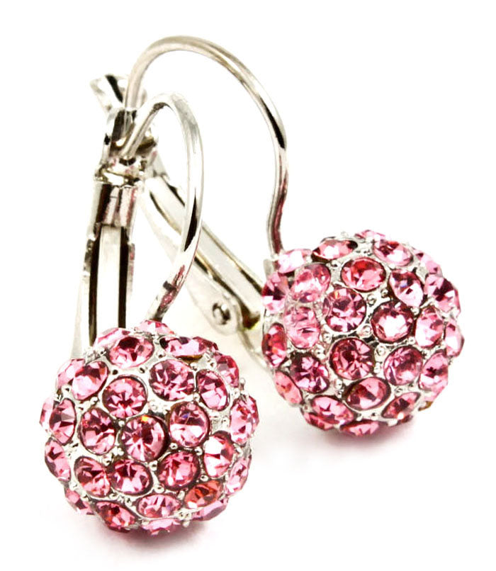 Crystal Fireball Fish Hook Earring - Red