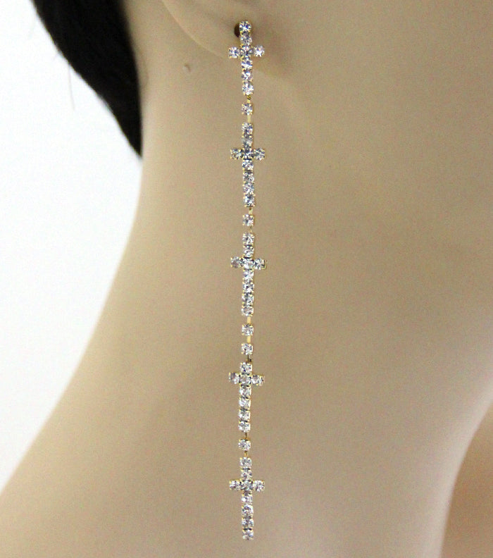 'Paris' Crystal Cross Earrings