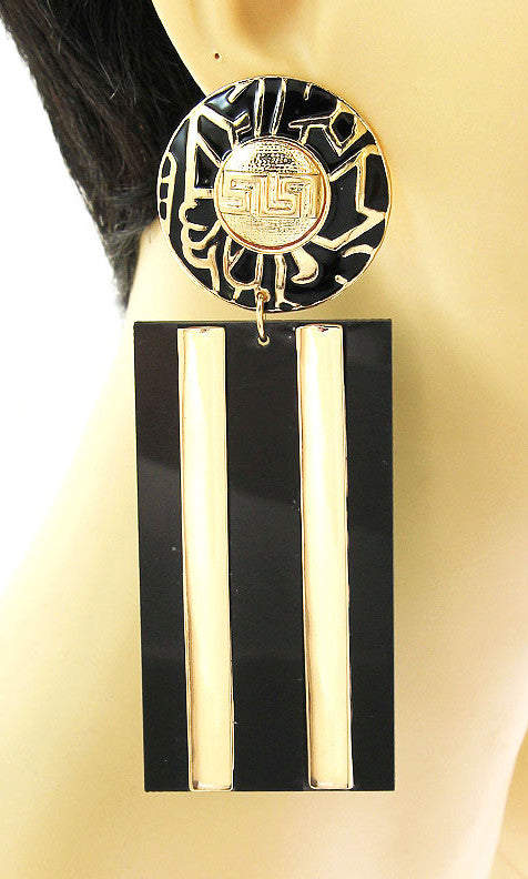 Lasercut Rechteck-Ohrringe - Schwarz