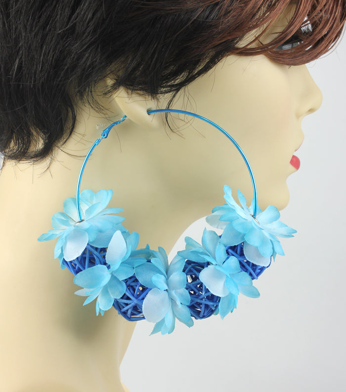 'HONEY BEE' FABRIC HOOP EARRING - ORANGE