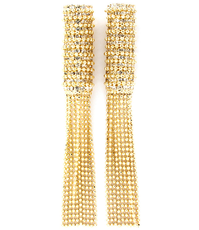“Paris” Crystal Stone Gold Tassel Earring