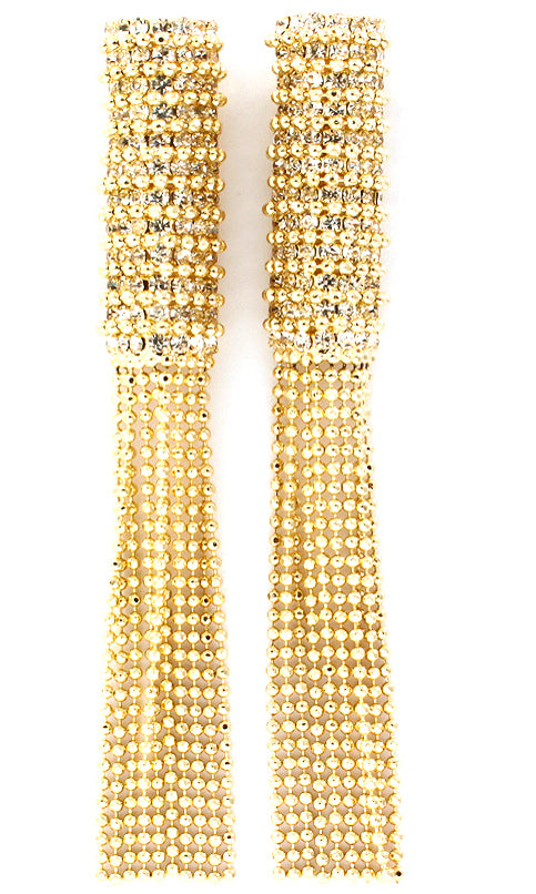 “Paris” Crystal Stone Gold Tassel Earring