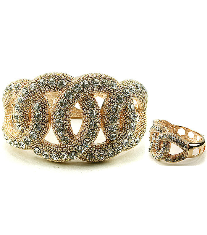'Kim' Kristallgeflechtes Armband - Gold