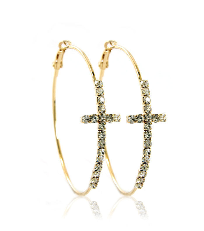 Crystal Cross Earrings