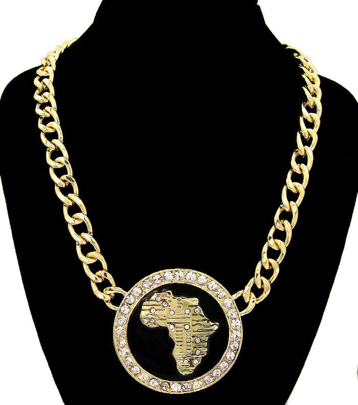 AFRICA MAP CRYSTAL STATEMENT NECKLACE