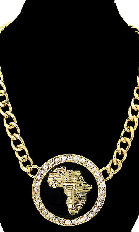 AFRICA MAP CRYSTAL STATEMENT NECKLACE