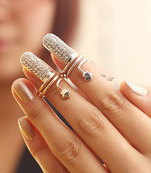 Verstellbarer Kristall-Fingernagelring - GOLD