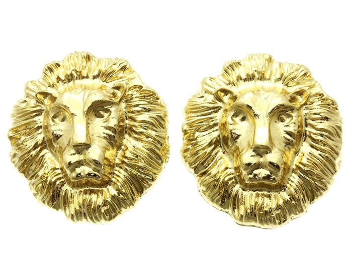 Goldene Tier-Löwenkopf-Ohrringe