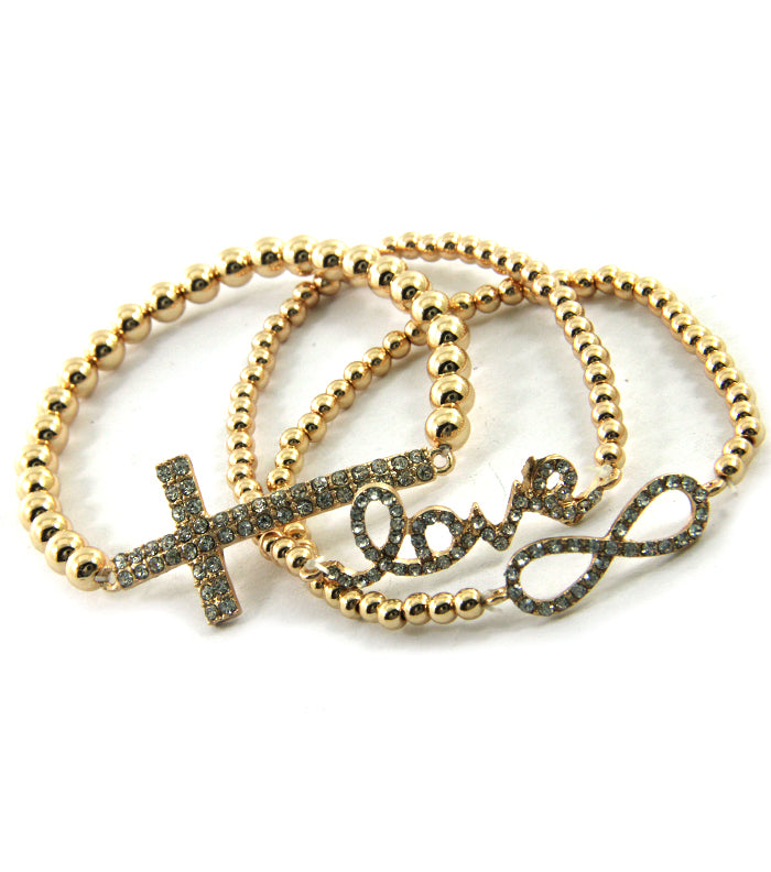 ArmCandy Kristallkreuz-LOVE-Armbänder-Set