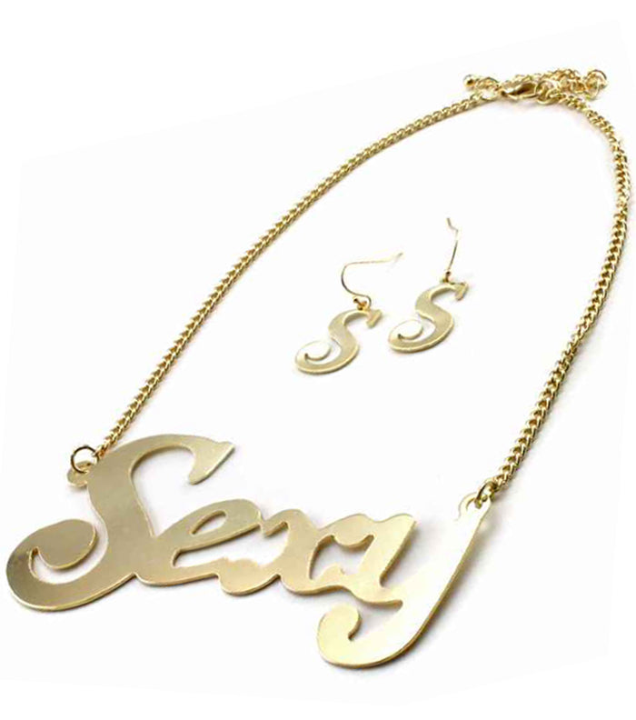 'SOSEXY' NECKLACE AND EARRING SET