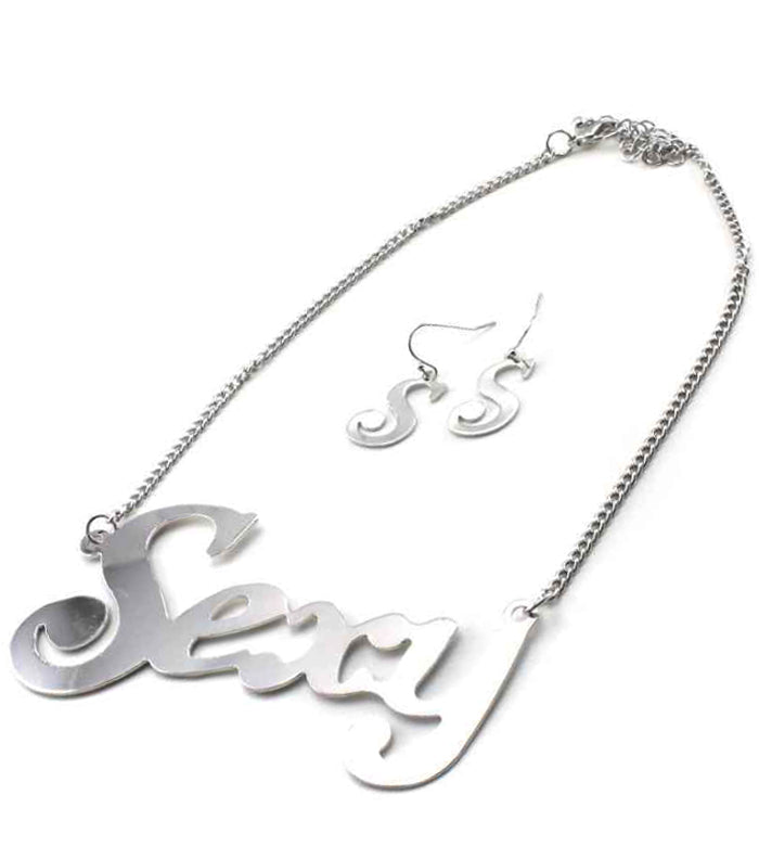 'SOSEXY' NECKLACE AND EARRING SET