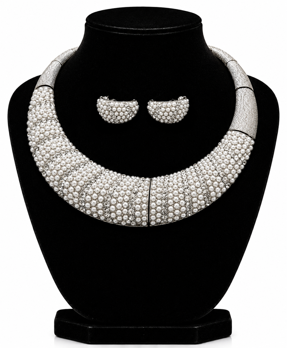 KRISTALL-PERLEN-SCHMUCKSET „PRINZESSIN“ MIT HALSKETTE UND OHRRINGEN