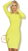 LIME GREEN LONG SLEEVE BANDAGE DRESS
