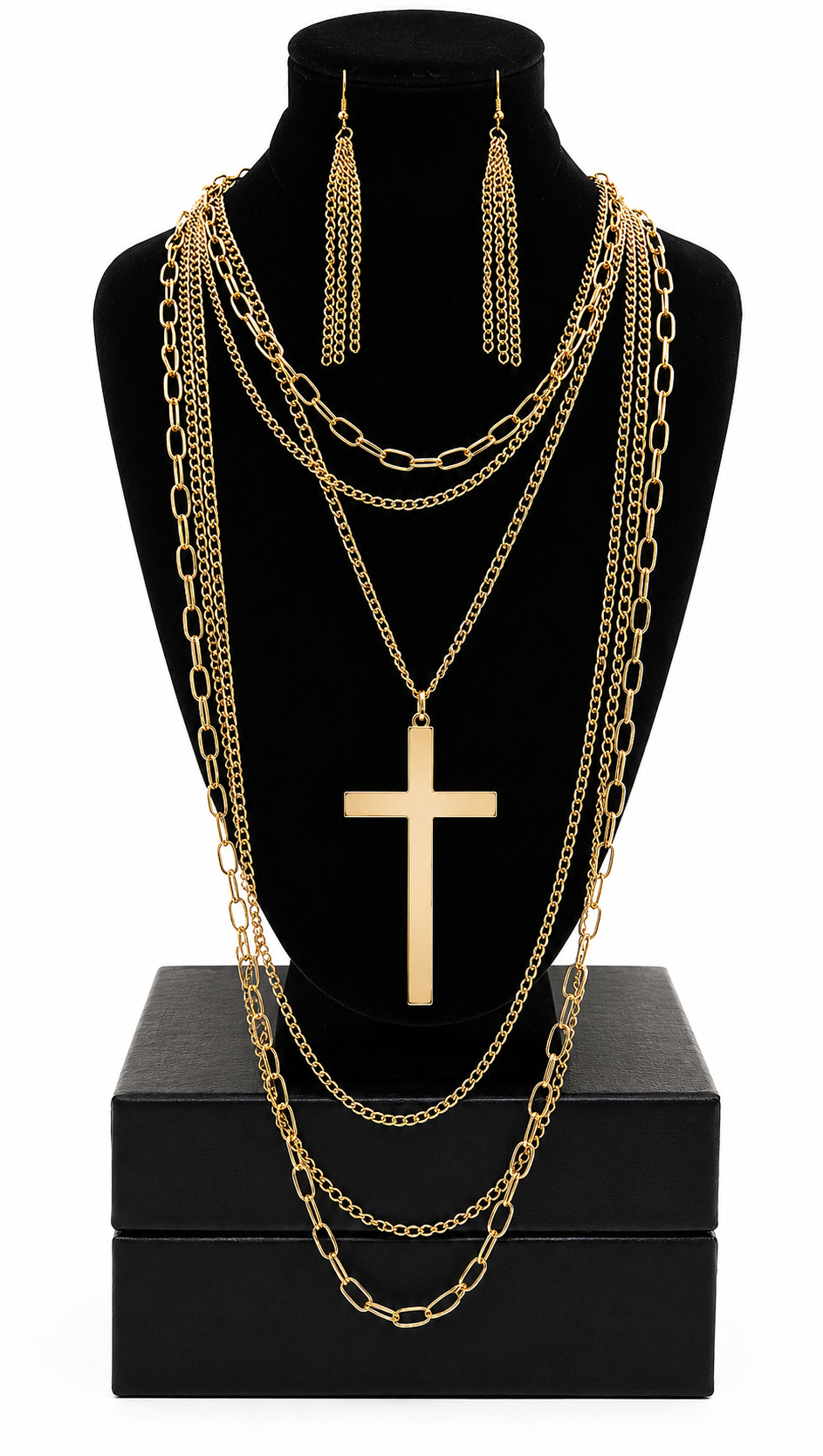 'KHLOE' KREUZ-HALSKETTEN-SET – GOLD