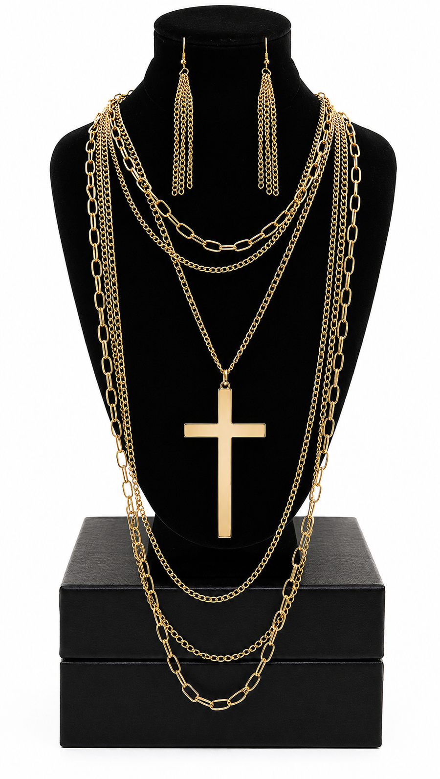 'KHLOE' KREUZ-HALSKETTEN-SET – GOLD
