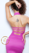 'JESS' HALTER BODYCON BANDAGE SIDE ZIPPER DRESS