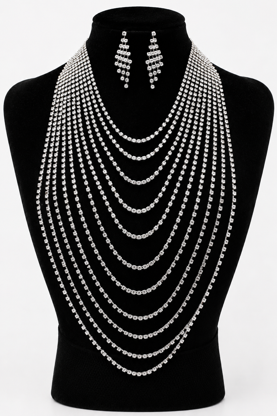 “Paris” Crystal Stud Necklace Set - Gold
