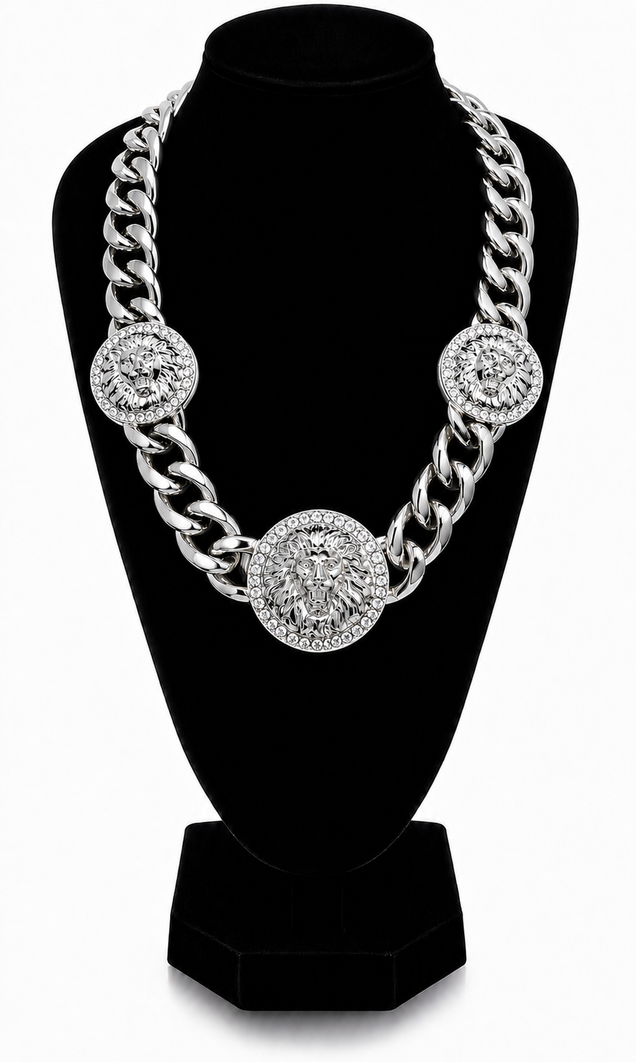 DESIGNER INSPIRIERTE Löwenkopf Halskette - Silber