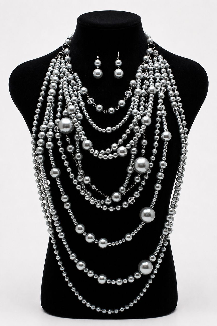“Rihanna”  Pearl Necklace and Earring Set