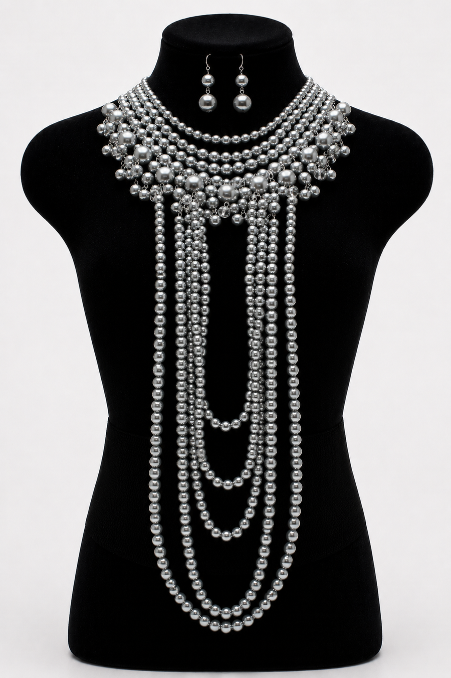 'Rihanna' Crystal  Pearl Necklace and Earring Set