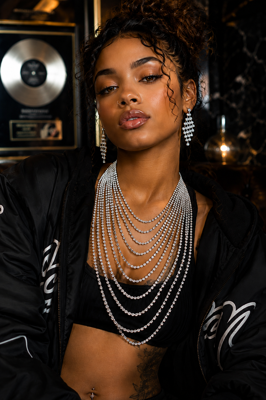 “Paris” Crystal Stud Necklace Set - Gold