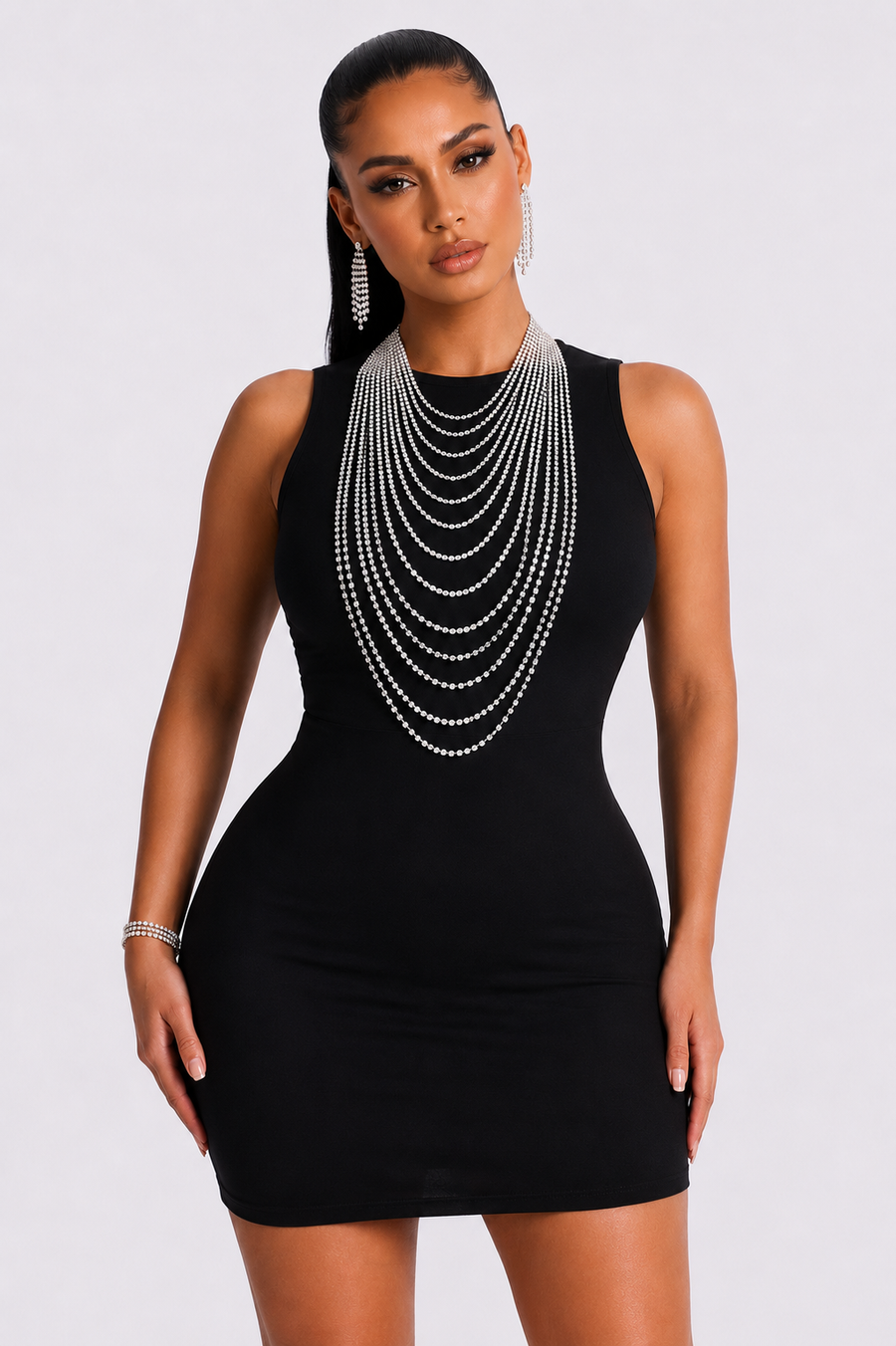 “Paris” Crystal Stud Necklace Set - Gold