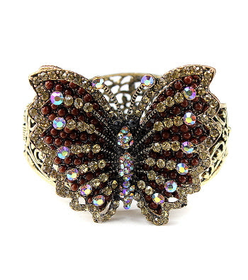 Butterfly rhinestone design bangle for women by House of Zalex featuring sparkling elegant jewelry