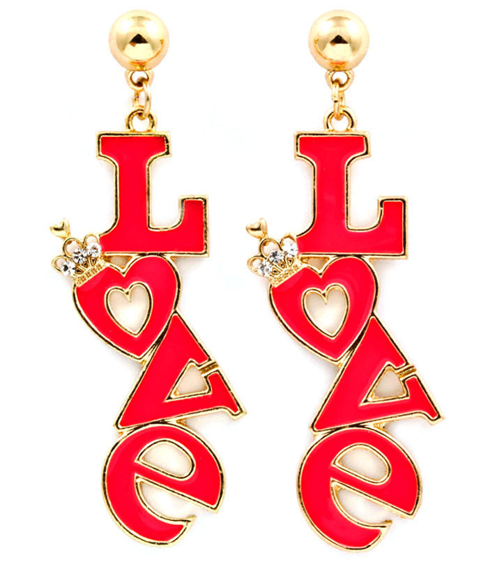 LOVE letter drop earrings for women by House of Zalex featuring romantic and stylish jewelry design