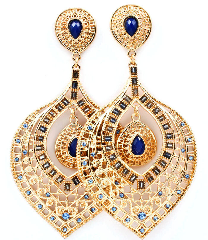 Plated flower shape dangle earrings for women by House of Zalex featuring elegant floral jewelry design
