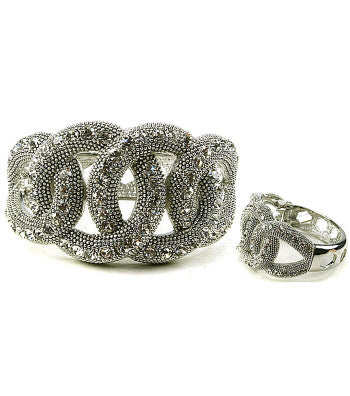 Sleek and sophisticated bangles and ring set by House of Zalex featuring elegant coordinated jewelry design