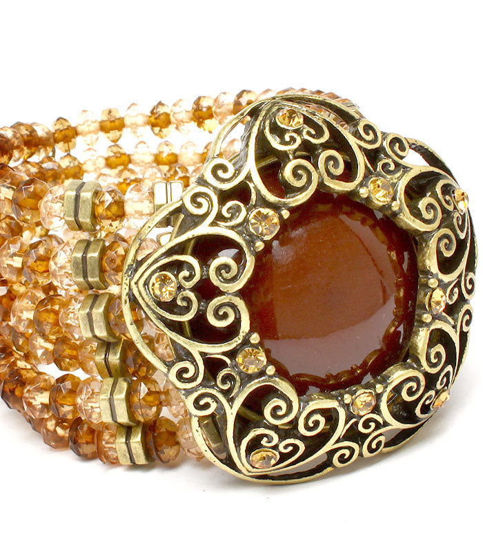 Vintage stone bangle bracelet by House of Zalex featuring elegant retro-inspired jewelry design