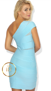 'TORI' ONE SHOULDER MESH BANDAGE DRESS