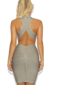 VANESSA'  DEEP V BACKLESS BANDAGE  DRESS
