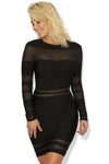 LONG SLEEVE STRETCH ORGANZA BANDAGE DRESS