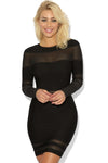 LONG SLEEVE STRETCH ORGANZA BANDAGE DRESS