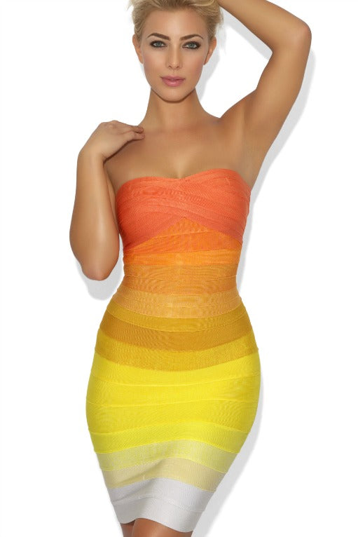 'Leyla' Ombre Strapless Bandage Dress