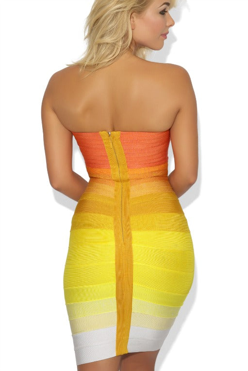 'Leyla' Ombre Strapless Bandage Dress