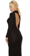 Celebrity Style Open Back Side Split Black Maxi Dress