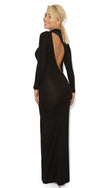 Celebrity Style Open Back Side Split Black Maxi Dress