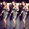 'AMANDA' LEATHERETTE STRAPLESS BANDAGE DRESS.