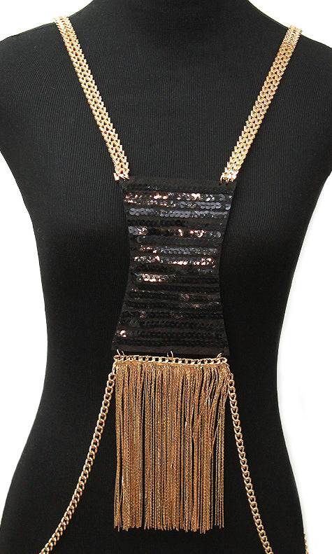 Gold tassel body chain statement jewelry for women stylish waist accessory