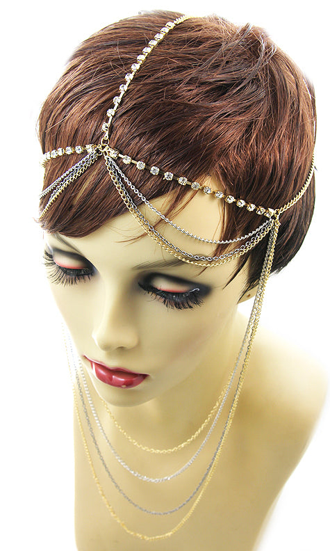 Crystal drape headchains by House of Zalex featuring elegant luxury hair jewelry design with shimmering crystals